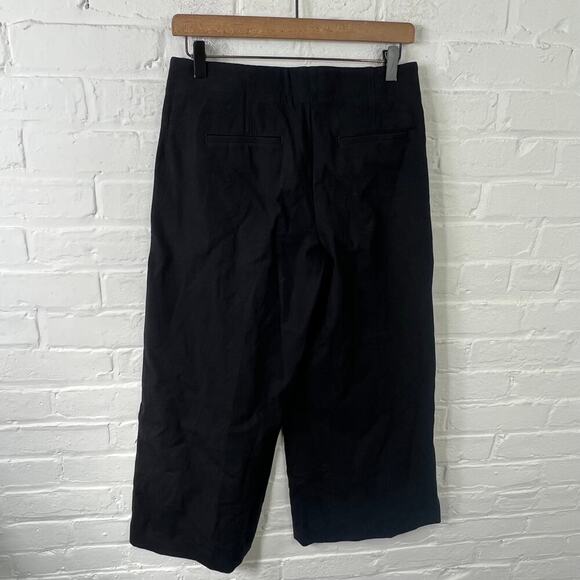Ann Taylor Women's Wide Leg Casual Cropped Pant Mid Rise Solid Black Size 2 - Picture 2 of 5